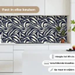 Bladvormen - Blauw - Patroon - Wit keuken achterwand 2 middel 871 -sfeer4_NL
