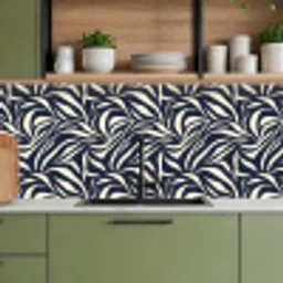 Bladvormen - Blauw - Patroon - Wit keuken achterwand 2 middel 871 -sfeer3