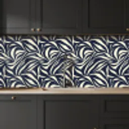 Bladvormen - Blauw - Patroon - Wit keuken achterwand 2 middel 871 -sfeer1