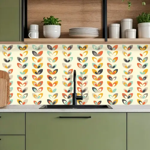 Bladeren - Jaren 50 - Patroon keuken achterwand 2 middel 871 -sfeer3