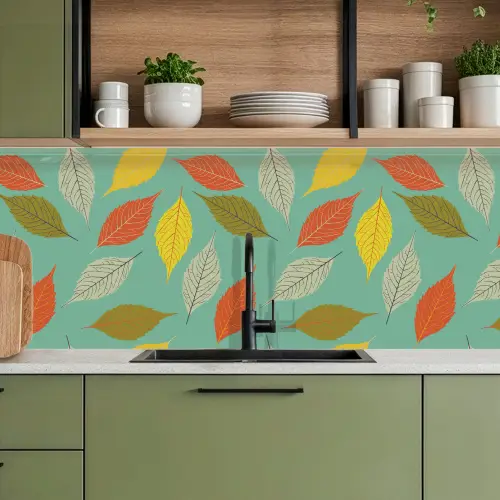 Bladeren - Herfst - Vintage - Pastel - Patroon keuken achterwand 2 middel 871 -sfeer3