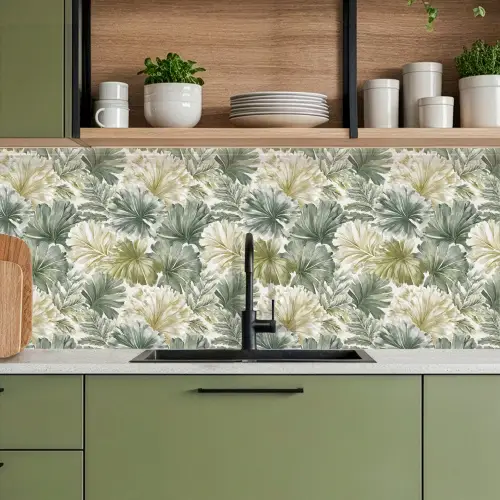 Bladeren - Botanisch - Groen keuken achterwand 2 middel 871 -sfeer3