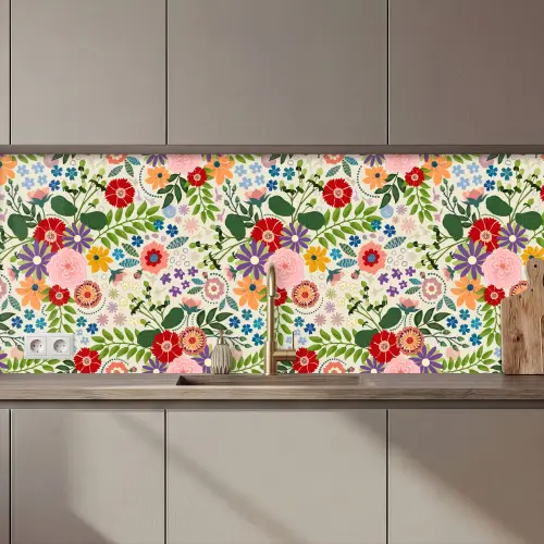 Bladeren - Bloemen - Design keuken achterwand 2 middel 871 zz_3dshopping