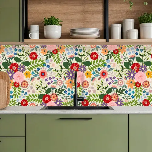 Bladeren - Bloemen - Design keuken achterwand 2 middel 871 -sfeer3
