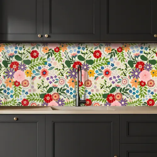 Bladeren - Bloemen - Design keuken achterwand 2 middel 871 -sfeer1