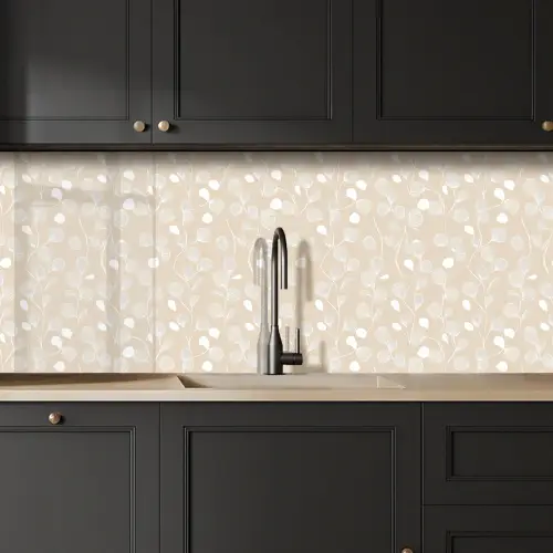Bladeren - Patroon - Beige - Wit keuken achterwand 2 middel 871 -sfeer1