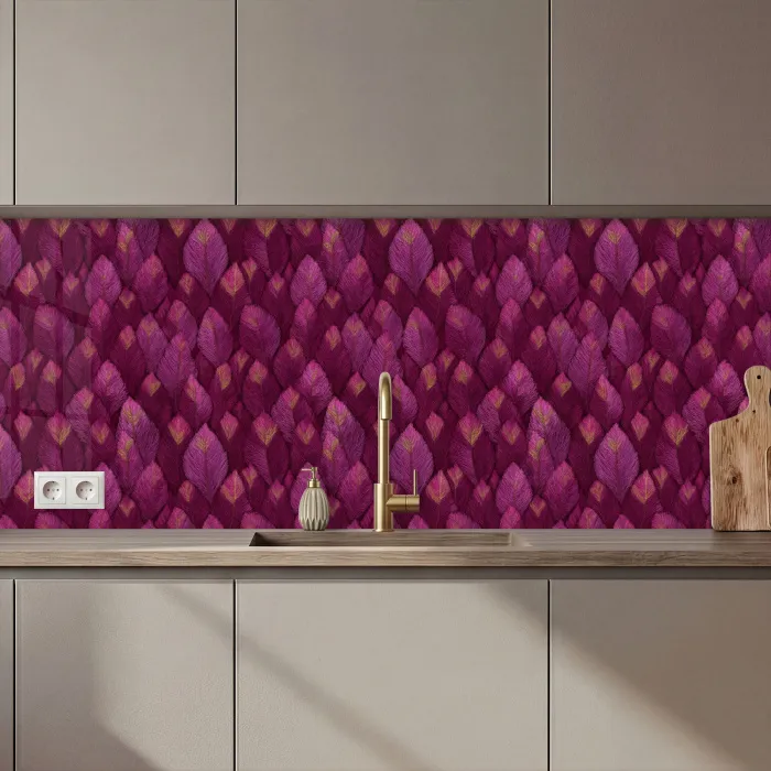 Bladeren - Patroon - Burgundy keuken achterwand 2 middel 871 zz_3dshopping