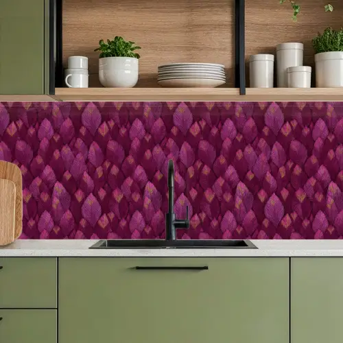 Bladeren - Patroon - Burgundy keuken achterwand 2 middel 871 -sfeer3