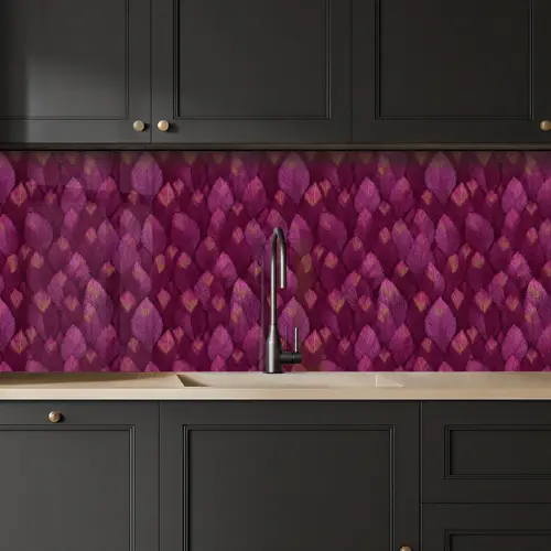Bladeren - Patroon - Burgundy keuken achterwand 2 middel 871 -sfeer1