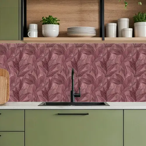Bladeren - Patroon - Paars keuken achterwand 2 middel 871 -sfeer3
