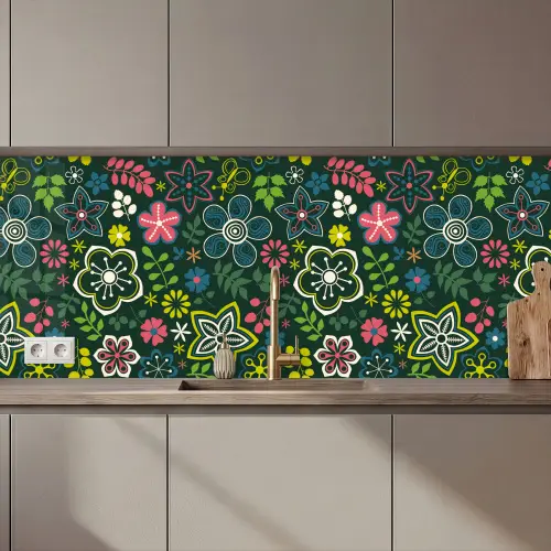 Bladeren - Patronen - Bloemen keuken achterwand 2 middel 871 zz_3dshopping