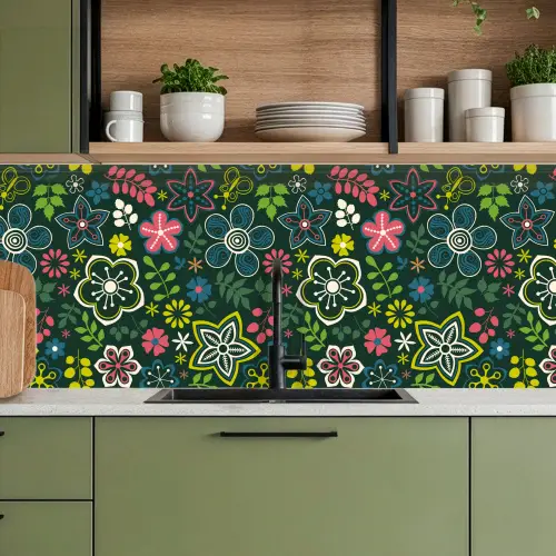 Bladeren - Patronen - Bloemen keuken achterwand 2 middel 871 -sfeer3