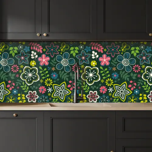 Bladeren - Patronen - Bloemen keuken achterwand 2 middel 871 -sfeer1