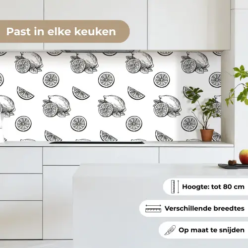 Citroenen - Zwart - Wit - Patroon keuken achterwand 2 middel -sfeer4_NL