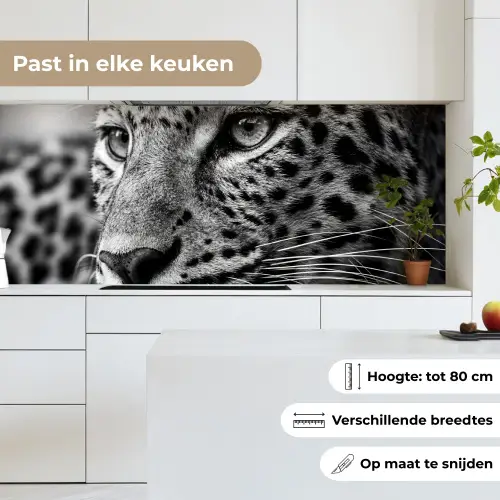 Luipaard - Zwart - Wit - Oog keuken achterwand 2 middel -sfeer4_NL