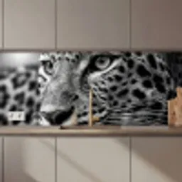 Luipaard - Zwart - Wit - Oog keuken achterwand 2 middel zz_3dshopping