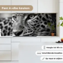 Luipaard - Zwart - Wit - Oog keuken achterwand 2 middel -sfeer4_NL