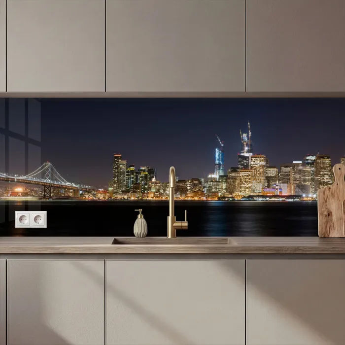 Verlichting - Hemel - Wolkenkrabbers - Skyline keuken achterwand 2 middel zz_3dshopping