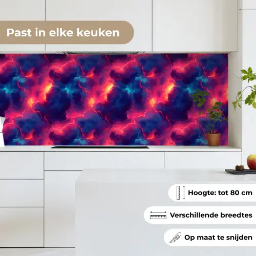 Bliksem - Wolken - Kleurenrijk keuken achterwand 2 middel 871 -sfeer4_NL