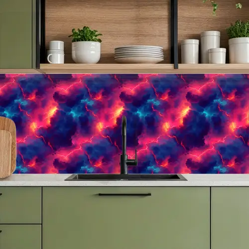 Bliksem - Wolken - Kleurenrijk keuken achterwand 2 middel 871 -sfeer3