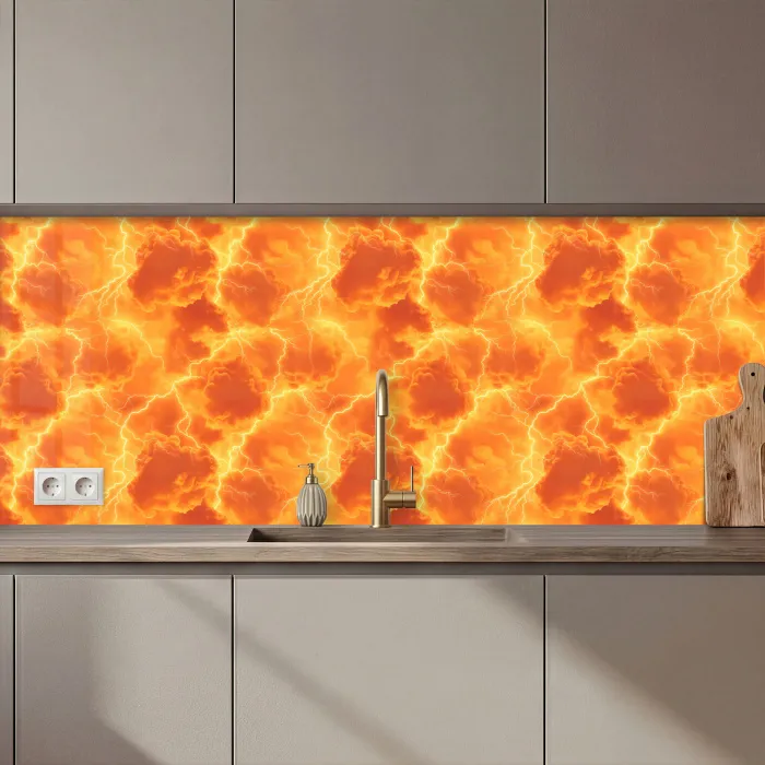 Bliksem - Storm - Oranje keuken achterwand 2 middel 871 zz_3dshopping