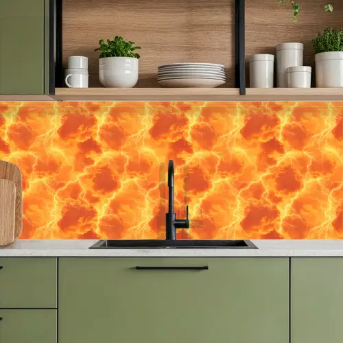 Bliksem - Storm - Oranje keuken achterwand 2 middel 871 -sfeer3