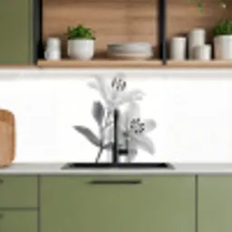 Lelies - Elegant - Zwart - Wit keuken achterwand 2 middel -sfeer3