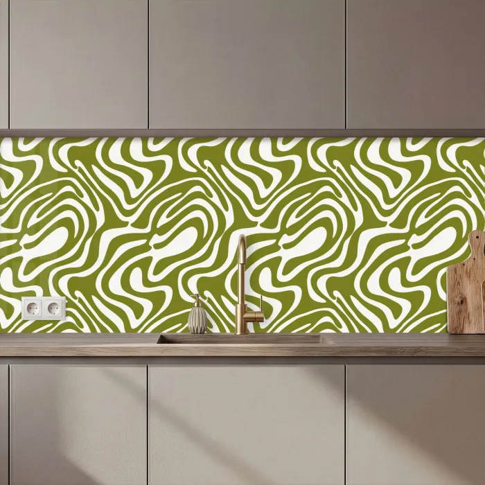 Lijnpatroon - Groen - Organisch keuken achterwand 2 middel 871 zz_3dshopping