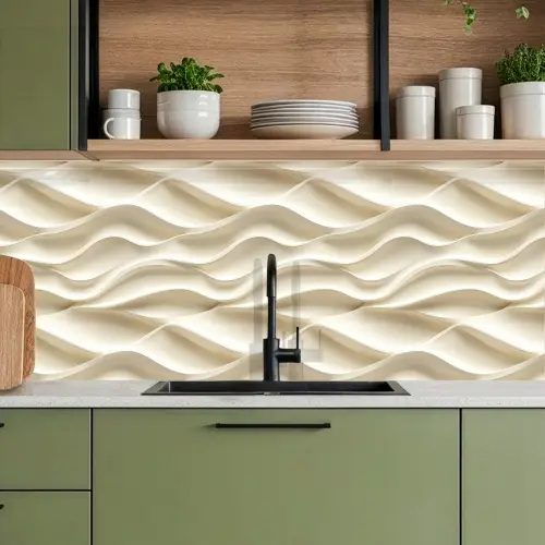 Lijnen - Golvend - Crème keuken achterwand 2 middel 871 -sfeer3