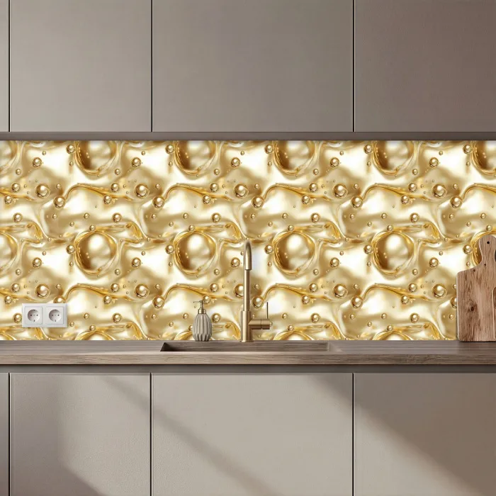 Vloeibaar - Druppels - Goud keuken achterwand 2 middel 871 zz_3dshopping