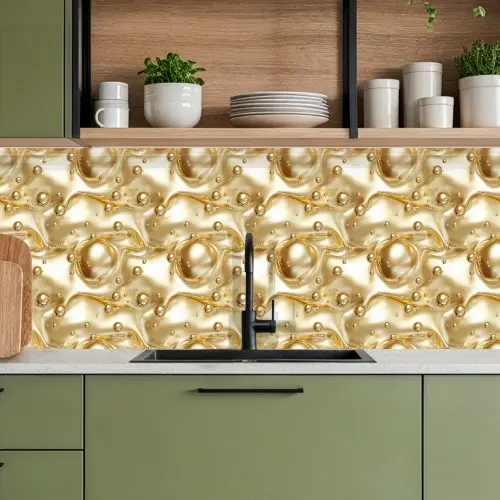 Vloeibaar - Druppels - Goud keuken achterwand 2 middel 871 -sfeer3