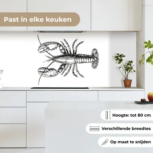 Kreeft - Zwart - Wit keuken achterwand 2 middel -sfeer4_NL