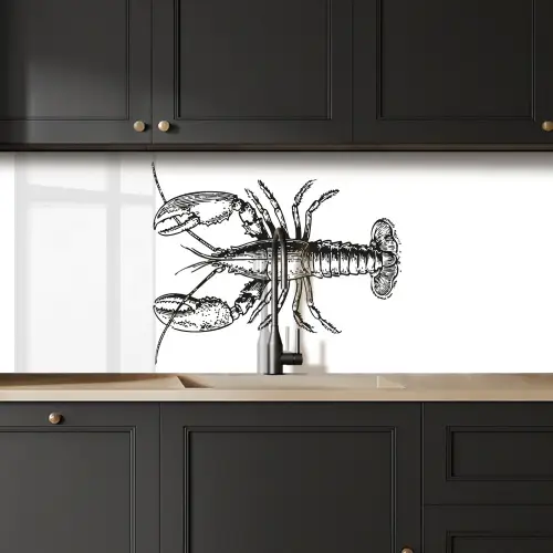 Kreeft - Zwart - Wit keuken achterwand 2 middel -sfeer1