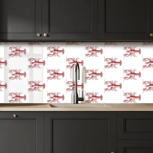 Kreeften - Donkerrood - Patroon keuken achterwand 2 middel -sfeer1