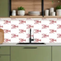 Kreeften - Donkerrood - Patroon keuken achterwand 2 middel -sfeer3
