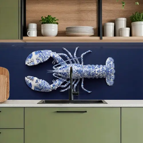 Kreeft - Porselein - Delfts - Blauw keuken achterwand 2 middel -sfeer3