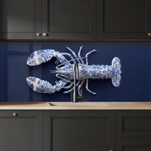 Kreeft - Porselein - Delfts - Blauw keuken achterwand 2 middel -sfeer1