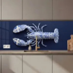Kreeft - Porselein - Delfts - Blauw keuken achterwand 2 middel zz_3dshopping
