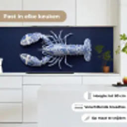 Kreeft - Porselein - Delfts - Blauw keuken achterwand 2 middel -sfeer4_NL