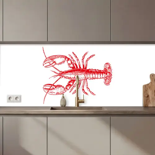 Kreeft - Rood - Wit keuken achterwand 2 middel zz_3dshopping