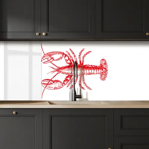 Kreeft - Rood - Wit keuken achterwand 2 middel -sfeer1