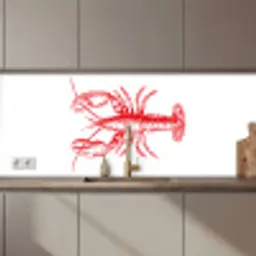 Kreeft - Rood - Wit keuken achterwand 2 middel zz_3dshopping