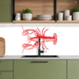 Kreeft - Rood - Wit keuken achterwand 2 middel -sfeer3