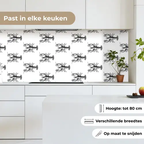 Kreeften - Zwart - Patroon keuken achterwand 2 middel -sfeer4_NL