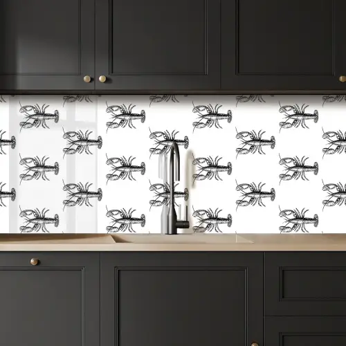 Kreeften - Zwart - Patroon keuken achterwand 2 middel -sfeer1