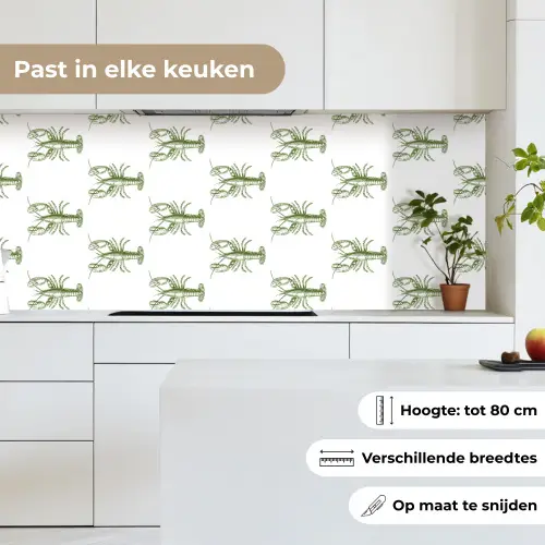 Kreeften - Groen - Patroon keuken achterwand 2 middel -sfeer4_NL