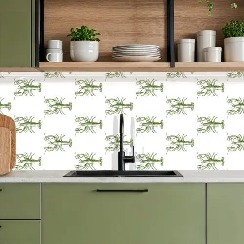 Kreeften - Groen - Patroon keuken achterwand 2 middel -sfeer3