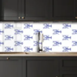 Kreeften - Patroon - Blauw - Wit keuken achterwand 2 middel -sfeer1