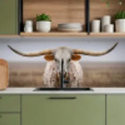 Longhorn - Grasveld - Dier keuken achterwand 2 middel -sfeer3