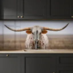 Longhorn - Grasveld - Dier keuken achterwand 2 middel -sfeer1